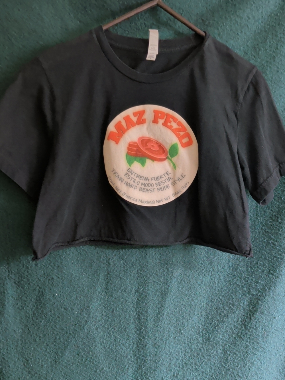 Bella Canvas Black Crop Tee with Orange and Green Graphic